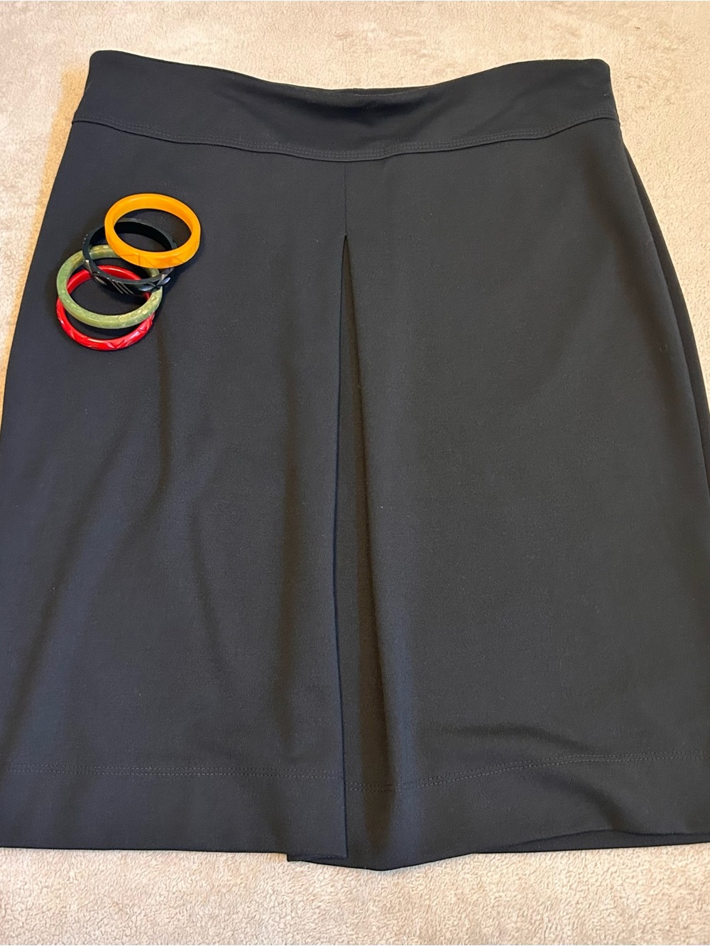 Suzie In The City Black Midi Skirt with Center Front Pleat
